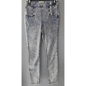 Cello Denim Jeans Pants Acid Wash High Waist Skinny Size 7 Jr Buttons Closer